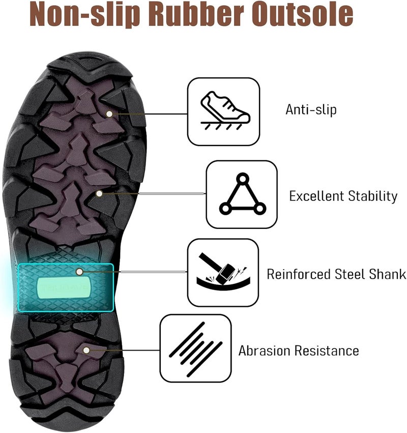 Trudave Store Men's Rubber Boots with Steel Shank, Waterproof Mid Calf Mens Rain Boots, Insulated Mud Work Boots for Garden (Reed Grass) - Image 3